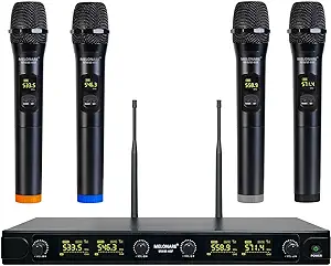 Uhf Wireless Microphone System, Quad-Channel Wireless Mic Set W/ 4 Handh... - £203.06 GBP