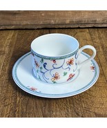 Coventry Portuguese Tile Cup &amp; Saucer Fine Porcelain White Floral - $184.53 MXN