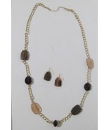 Faceted Nugget Necklace 15 inch Goldtone with Earrings - $23.23 CAD