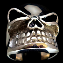 Sterling silver Biker ring Winking Skull Grinning Thug high polished and antique - £94.14 GBP