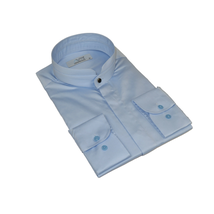 Mens CEREMONIA AVM Turkey Cotton Banded Minister Shirt Angelino-35420 Sky Blue image 2
