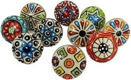 Artncraft 10 Pieces Set Dotted Ceramic Cabinet Colorful Knobs Furniture ... - £14.18 GBP