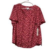 Liz Claiborne Womens Blouse Pink Floral Short Sleeve Pleated Petites PXL... - £11.78 GBP