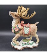 1996 Fitz &amp; Floyd Christmas Wreath Reindeer Candleholder Figurine No Box... - $74.24