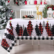 Christmas Tablecloth 60104 Inch Rectangular, Christmas Trees Waterproof And Wash - $16.99