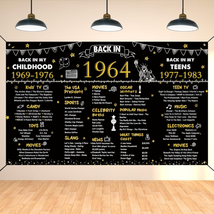 60Th Birthday Black Gold Party Decoration, Back in 1964 Banner Cheers to 60 Year - £19.90 GBP
