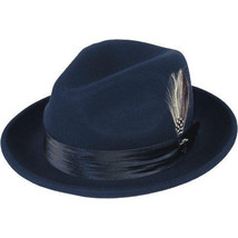 Mens Bruno Capelo Dress Hat Australian Wool Crushable Fedora Giovani UN102 Navy image 3