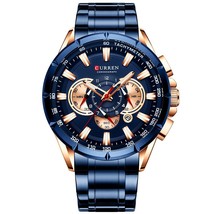 CURREN Men Watches Sport Watch Blue Man Wristwatches Stainless Steel Mal... - $59.78