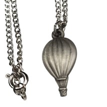 Ms Dee Balloon Charm Necklace Pewter Silver tone chain Hot Air Balloon Vintage - £6.03 GBP