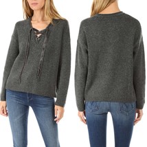 Rails Amelia Lace-Up Sweater M Charcoal Gray Cashmere Wool - £38.15 GBP