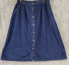Anthony Richards Jean Skirt Womens 14P Blue Denim Full Button Down Vintage Midi - $67.31