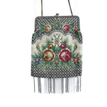 c1910 German Beaded Handbag with Roses - $183.15