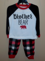 Dream Life Boys 2T Two Piece Pajama Set PJ&#39;s Sleepwear Black White Brother Bear - £17.40 GBP