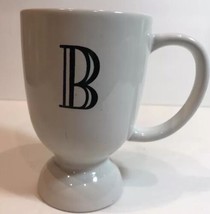 HAUSENWARE Pedestal Mug Initial B Ceramic Tea Coffee Cup Off White Monogram - £17.40 GBP