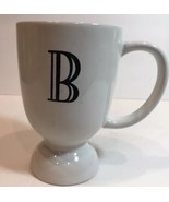 HAUSENWARE Pedestal Mug Initial B Ceramic Tea Coffee Cup Off White Monogram - £17.40 GBP