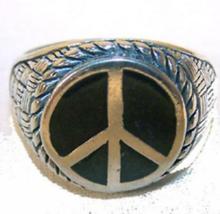 QUALITY PEACE SIGN NEW SILVER BIKER RING BR45R mens fashion jewelry wome... - $173.60 MXN