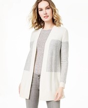 New Charters Club Ivory Gray Color Block Cashmere Cardigan Size L $199 - $99.99