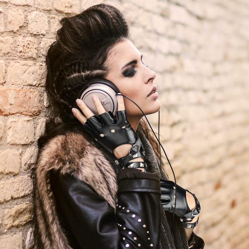 Accmor Leather Punk Gloves Fingerless Gloves for Women Driving Cycling Sports Co Item image 5