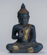 Antigüedad Khmer Estilo Camboya Sentado Madera Estatua De Buda Enseñanza Del - $155.89