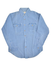 Vintage Cabelas Canvas Work Shirt Mens M Blue Faded Button Up Workwear Sidney - £22.59 GBP