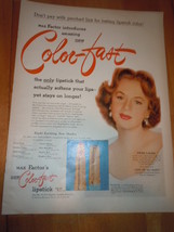 Vintage Max Factor&#39;s Color Fast Lipstick Piper Laurie Print Magazine Advertiseme - £4.78 GBP