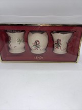 Lenox Porcelain Votive Candle Holders Candy Canes Holly Ribbon Set Of 3 - £16.78 GBP