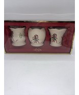 Lenox Porcelain Votive Candle Holders Candy Canes Holly Ribbon Set Of 3 - £16.59 GBP