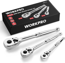 3-Piece Ratchet Set, Quick Release Reversible, 72-Tooth, 1/4", 3/8", 1/2" Drive - $41.23