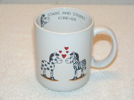 Vintage Vagabond Creations Papel Stars And Stripes Forever Zebra Coffee Mug Guc - £7.06 GBP
