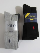 Polo Ralph Lauren Mens Crew Socks Black, Black/Grey Assorted 4 Pack - $16.99