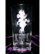 VINTAGE MINNIE MOUSE ENGRAVED KATY GLASS 5 TUMBLER 5 1/2&quot; TALL DISNEY 1980s - £7.82 GBP