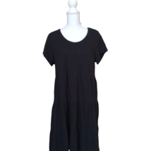 Time And Tru Womens Size L 12-14 Tiered Knit Dress Pockets Black Comfort Boho - $9.19