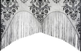 Gothic Black Lace Skull Bat Curtain Valance Topper Shawl Halloween Haunted House - £10.32 GBP