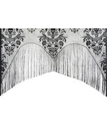 Gothic Black Lace SKULL BAT CURTAIN VALANCE TOPPER SHAWL Halloween Haunt... - £9.97 GBP