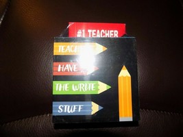 Teachers Have the Write Stuff Wood Container, Note Pad and Pen Set NEW - £14.30 GBP