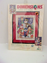 Dimensions Stamped Cross Stitch 8665  &quot;Snowmen Greetings&quot;  Happy Holidays 2001 - £21.61 GBP