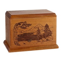 Mahogany Mountain Lakes Wood Cremation Urn - £189.57 GBP