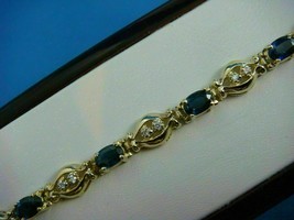 8Ct simulated  Blue Sapphire  Women&#39;s Bracelet Gold Plated 925 Silver  - £158.26 GBP