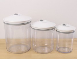 Lot of 3 FoodSaver Vacuum Canister Container Jars Clear 80, 50, 25 oz Snail - £23.29 GBP