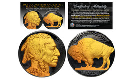 1930&#39;s BLACK RUTHENIUM / 24K GOLD Original Indian Head Buffalo Nickel FU... - $15.95
