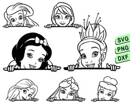 Disney Princess Head Svg Png, Disney Princess Peeking Svg Png   - £1.80 GBP