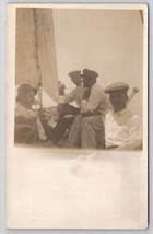 RPPC Men Aboard Sailboat Real Photo Postcard T24 - £4.83 GBP