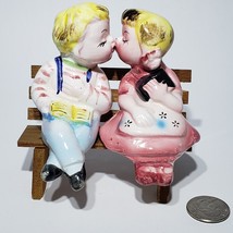 NANCO Kissing Boy &amp; Girl On Bench School Books Bible Salt &amp; Pepper Shakers Japan - £10.18 GBP