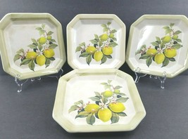 4 Ceramica Due Torri Lemon Salad Plates Set Vintage 8&quot; Square Fruit Plate Italy - £36.49 GBP