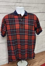 Vintage Polo Ralph Lauren Medium Short Sleeve Shirt Plaid Tartan Red Made in USA - £17.93 GBP