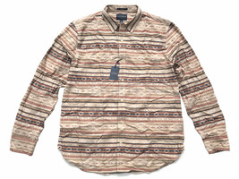 Lucky Brand Mens L Beige Wash Sierra Southwestern Tribal Flannel Work Shirt  - £21.55 GBP