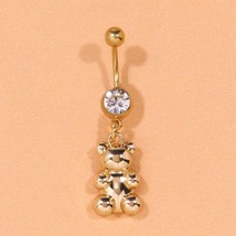 Y2K Teddy Belly Button Nails Rings Gold Pendant Stainless Steel Anti Allergy Sex - £9.09 GBP