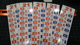 Set of 5 Cornhole Scoreboard Score Keeper - Orange and Blue Checker - $50.00