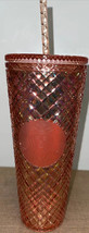Starbucks Holiday 2021 Iridescent Rose Gold Pink Jeweled Tumbler Cup Venti 24 Oz - £21.81 GBP