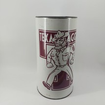 Vintage Aggie Tin Trash Can Wastebasket Gigem White Maroon Collage Unive... - $31.14